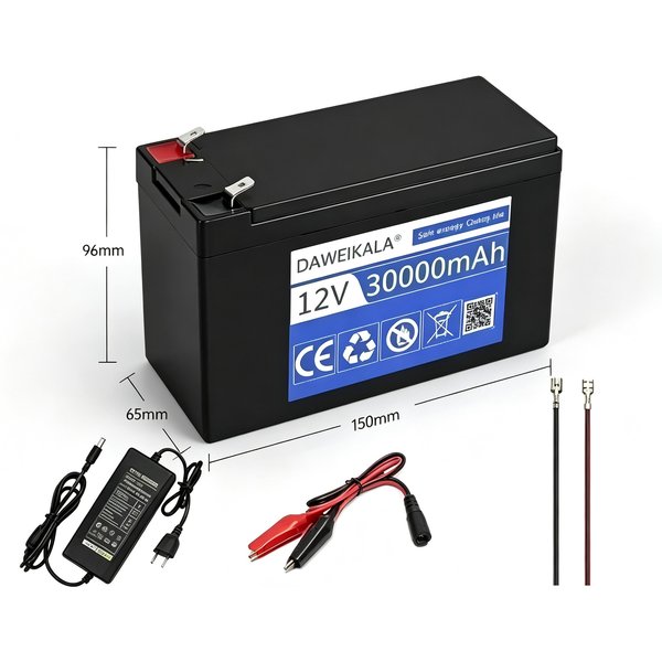 12V 30Ah 18650 Lithium-Akku-Pack mit 30A BMS und 3A Ladegerät für Hochstrom-Sprühgeräte, Spielzeugautos, weltweiter Lufttransport, kompatibel