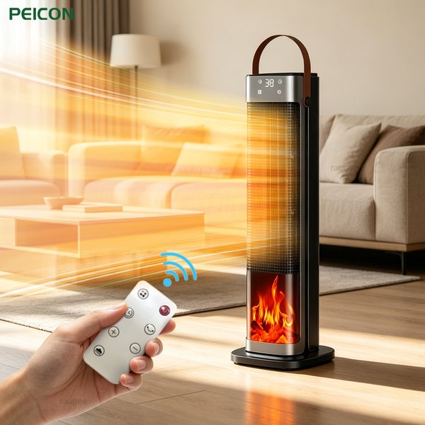 Elektrischer Heizlüfter 2000W Elektrische Flammenheizung Schnelle Erwärmung mit Fernbedienung 12H Timer für Büro, Zuhause und Schlafzimmer
