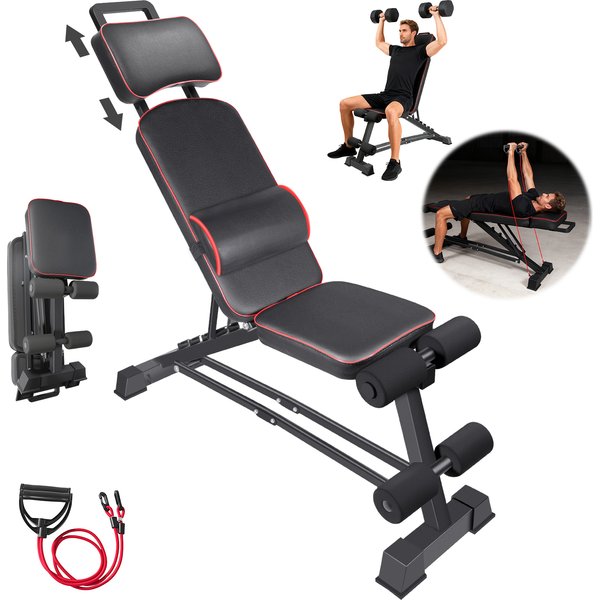 Multifunktionale Hantelbank Trainings-Fitnessbank 5-fach verstellbar. Gangverstellung für stabiles und effektives Ganzkörpertraining