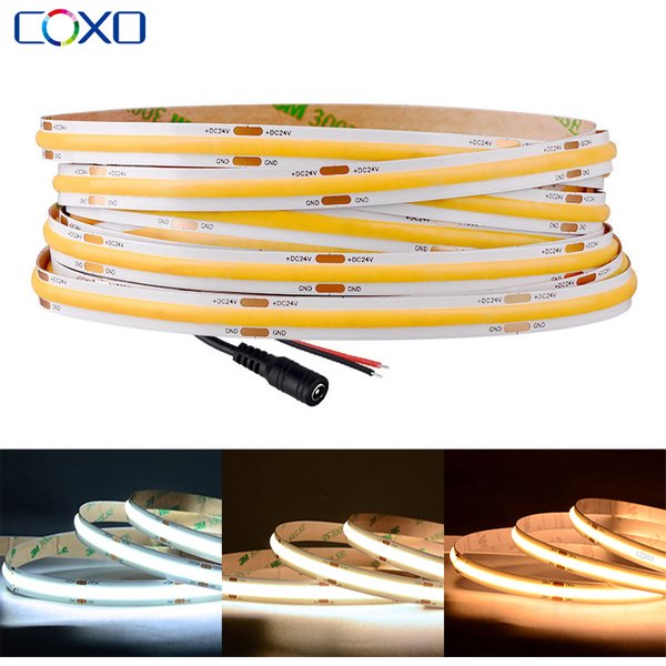 FCOB COB LED bande lumineuse 320 480 LED s/m 16,4 pieds UL répertorié ruban Flexible haute densité 3000 4000K RA90 Led lumières DC12V 24V