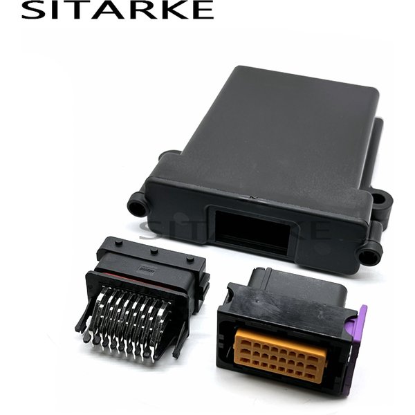 1 Kit Set 24-polige Auto-Kunststoff-Ecu-Gehäuse box mit passenden 24p-Fci-Steckern für Stecker und Buchse