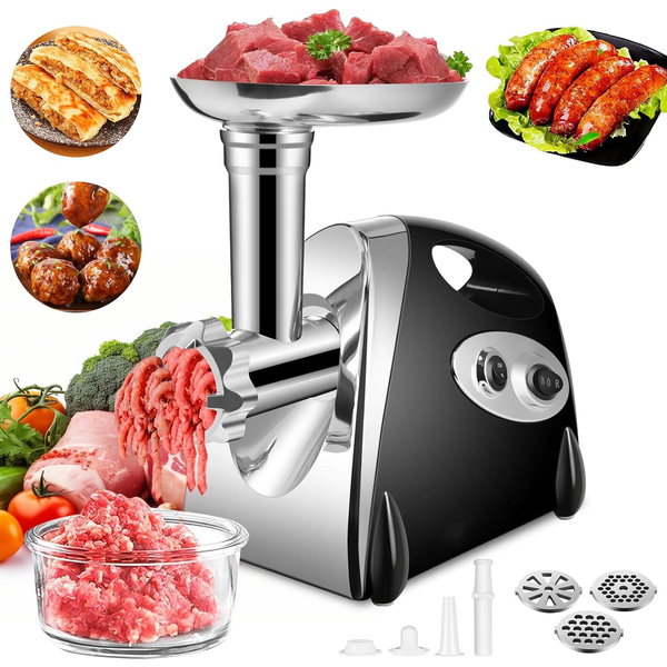 Hachoir Électrique Multifonction 2800W en Acier Inoxydable pour Viande, Légumes, Saucisses, Trancheuse, Hachoir, Broyeur, Robot Culinaire pour Bébé