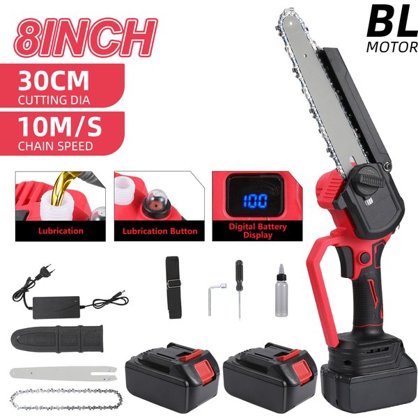 8-Zoll-Akku-Kettensäge ohne Bürsten, 21-Volt-tragbare elektrische Kettensäge zum Beschneiden von Bäumen, zum Schneiden von Holz und für Gartenarbeiten, kompatibel mit Makita 18-Volt-Akku.