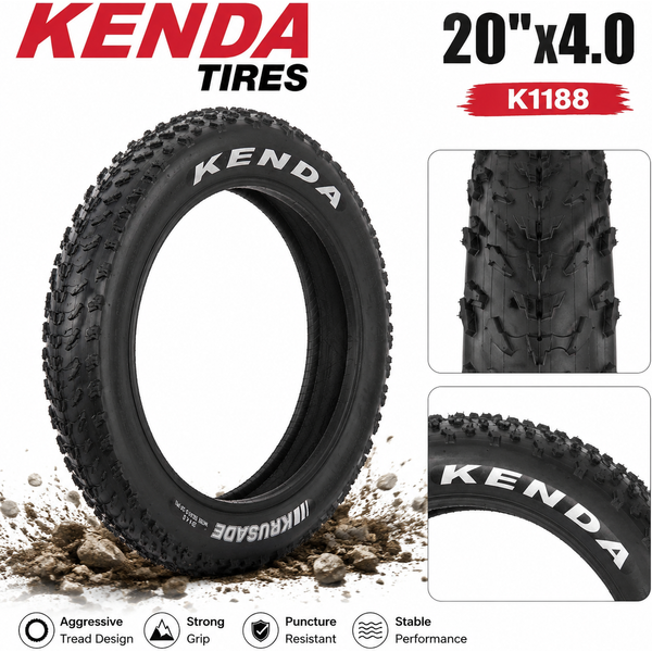 Kenda K1188 Krusade Fat Tire 20x4.0 Fahrradreifen 20"x4.00 Drahtreifen SRC Schwarz Fatbike-Reifen 20x4.0 Außenreifen