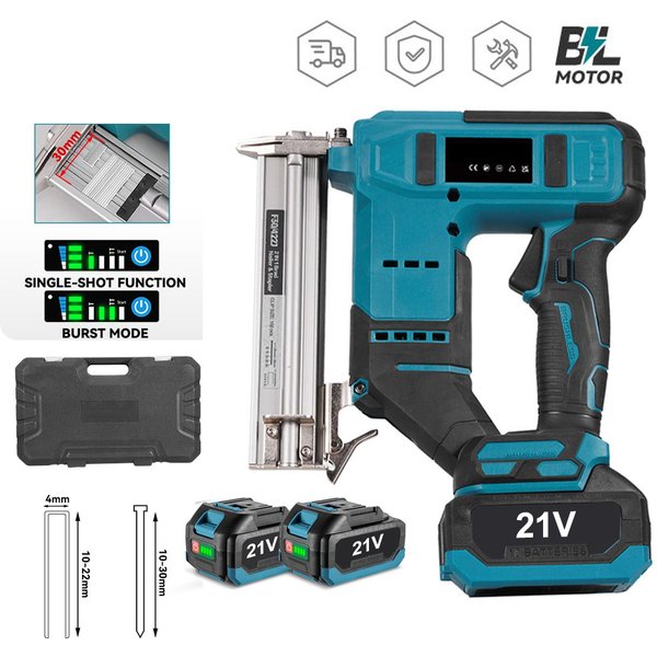 2-in-1 bürstenloser elektrischer Nagelhefter F30 30MM, kabelloser gerader Heftapparat mit 2 Gängen, tragbares Heimwerker-Elektrowerkzeug, kompatibel mit Makita-Akku.
