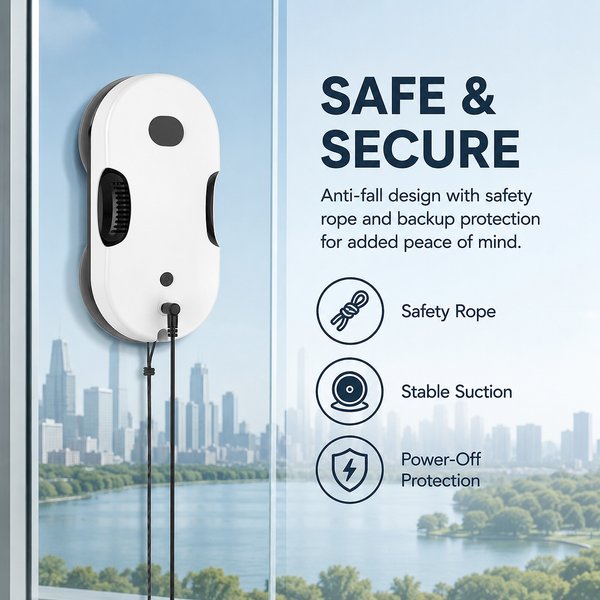 Fensterputzroboter 5600Pa Doppelsprüh-Glasreiniger 500mAh Kabellose Fensterreinigungsmaschine mit Fernbedienung für Fenster in Hochhäusern