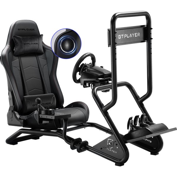 Gtplayer Simulator Cockpit, Racing Simulator Steering Wheel Stand with 3D Stereo Speakers, Monitor Mounting Only Pro Version