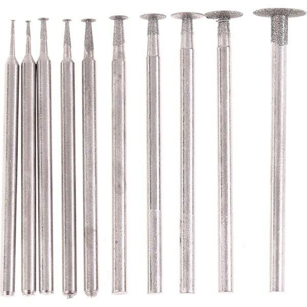 10PCS Schleifen Bit Zubehör Ultra-Dünne T Kopf Schaft Diamant Montiert Punkt Stein Jade Schnitzen Polnischen Gravieren werkzeug