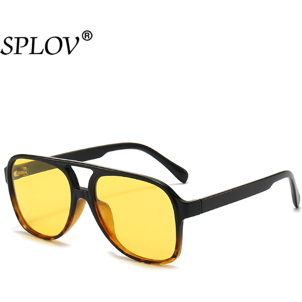 Lunettes de soleil polarisées rétro surdimensionnées pour femmes et hommes, verres de pilote Vintage, verres dégradés, noir, jaune, nuances tendance, UV400