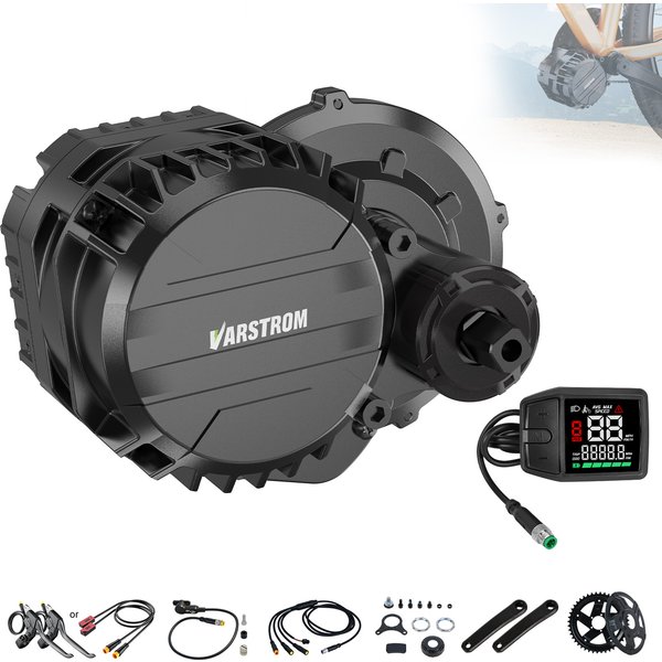 Varstrom VSM01 48V 36V 750W Mittelmotor mit Drehmomentsensor Max 130Nm Drehmoment, 43KM/H Höchstgeschw. E-Bike Umbausatz Motor eBike für BB Größe 68-73mm Bike eCity eMTB eCargo
