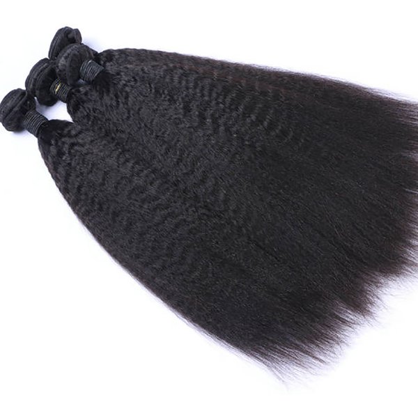 15A Crépus Lisses Tissage Cheveux Humains Kinky Straight Extension Cheveux Brésiliens Cheveux Humain Naturel 100% Yaki Lisses Meche Tissage Humain Hair Qualité Supérieure 3 Jours Livraison France