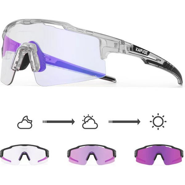 Kapvoe Purple Photochromic Cycling Glasses Sport Men's Sunglasses Bike Bicycle Eyewear Woman Outdoor UV400 Bike Goggles