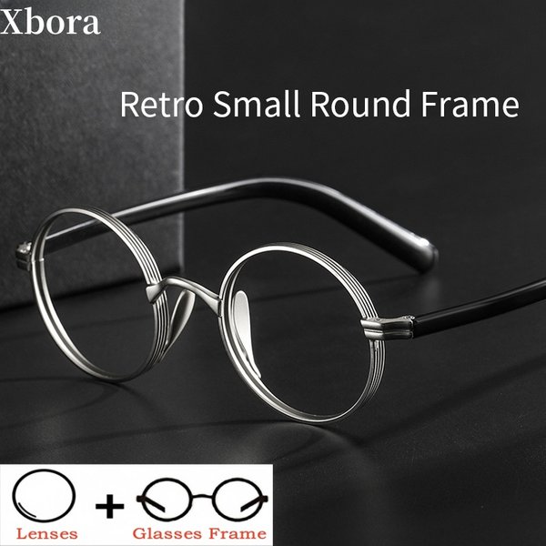 Retro Round Glasses Anti Blue Light Photochromic Progressive Lenses Optical Prescription Eyeglasses For Men and Women ST10881