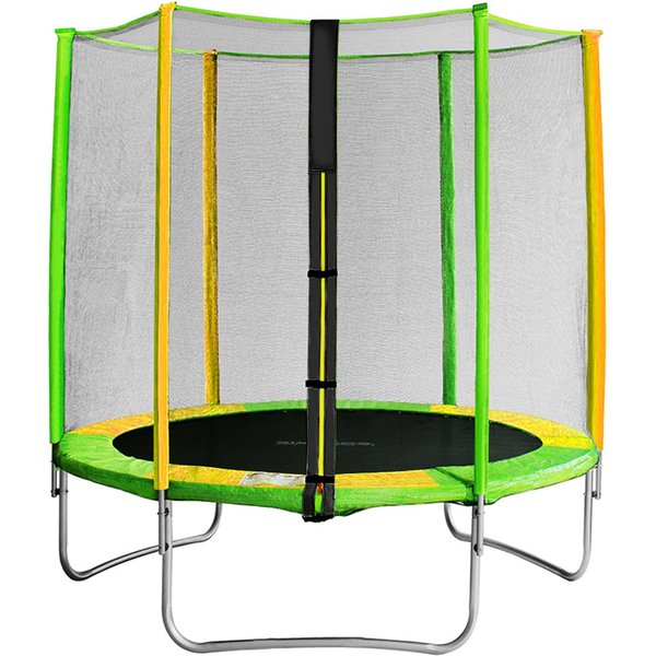 Trampolin, aus dickwandigem Stahlrohr, sicher für den Einsatz im Garten, leicht zu reinigen, mit externem Sicherheitsnetz, langlebig, UV-beständig, einfach zu montieren, hohe Tragfähigkeit.