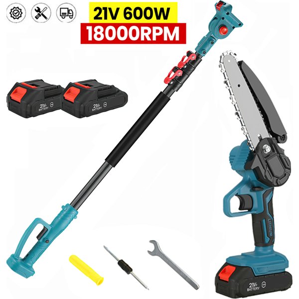 6-Zoll-Teleskopstange Hochastsäge 600W Elektrische Kettensäge Leichte Wiederaufladbare Garten-Baumastsäge Elektrowerkzeug für Makita-Akku