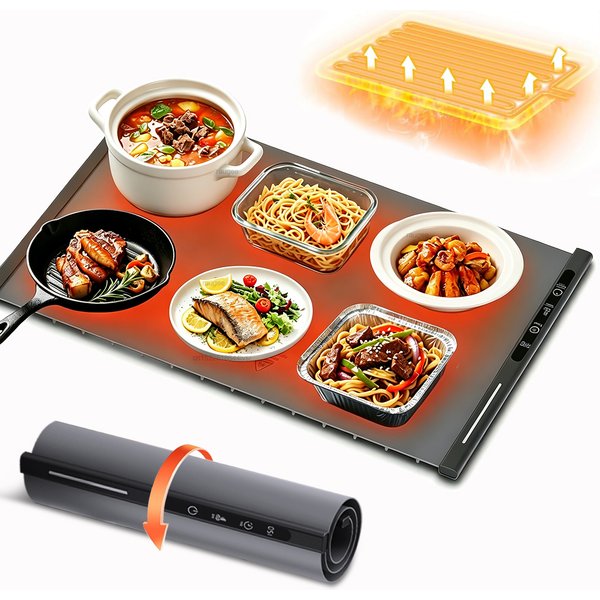 Réchauffeur de nourriture électrique, plaque chauffante électrique pour aliments, plateau chauffant pliable, tapis chauffant rapide pour aliments.