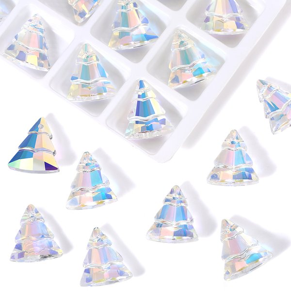 Pendentif arbre de Noël en cristal, perles autrichiennes, breloques en verre, biscuits pour bricolage, boucle d'oreille, collier, artisanat, bijoux exécutifs, 9 pièces