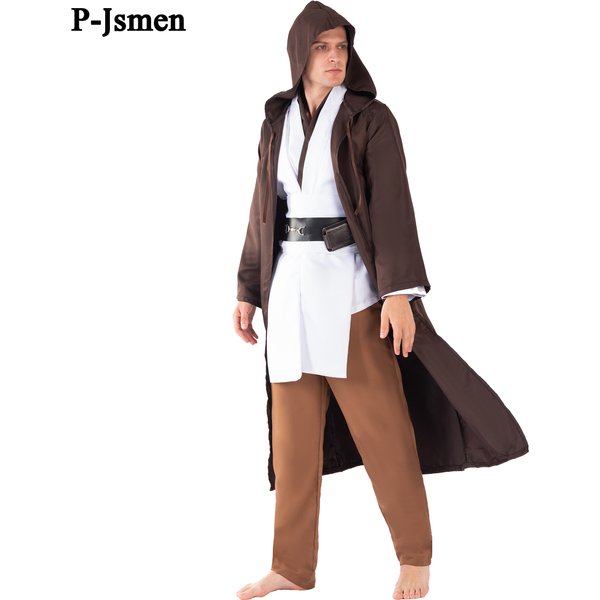 P-Jsmen Jedi Cosplay Costume Anakin Skywalker Replica Hooded Brown Cloak Robe Women Men Halloween Outfits Clothes