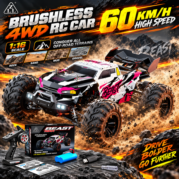 1:16 All-Terrain RC-Fahrzeug mit Hohlreifen, rutschfest, dreistufige Geschwindigkeitsregelung, proportionaler Gashebel, Lenkung, Metall-Wärmeableitungssystem, Sg618, 60 km/h, 1:16 RC-Auto