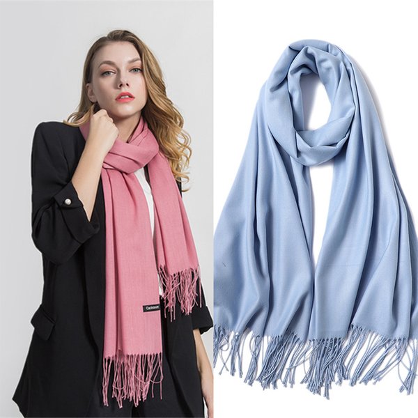 2022 mode Winter Frauen Schal Dünne Schals und Wraps Dame Feste Weibliche Hijab Stolen Lange Kaschmir Pashmina Foulard Kopf Schals