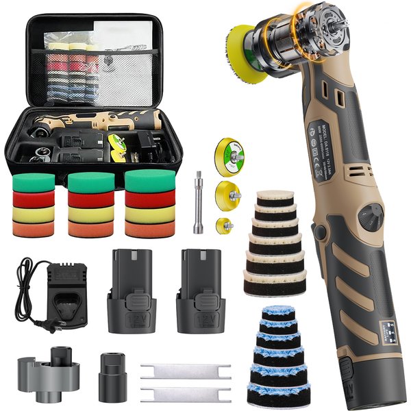 12V Cordless Mini Car Polisher 1/1.5/2 Inch Pades Kit Adjustable Speeds For Car And Furniture Polishing And Scratch Removal