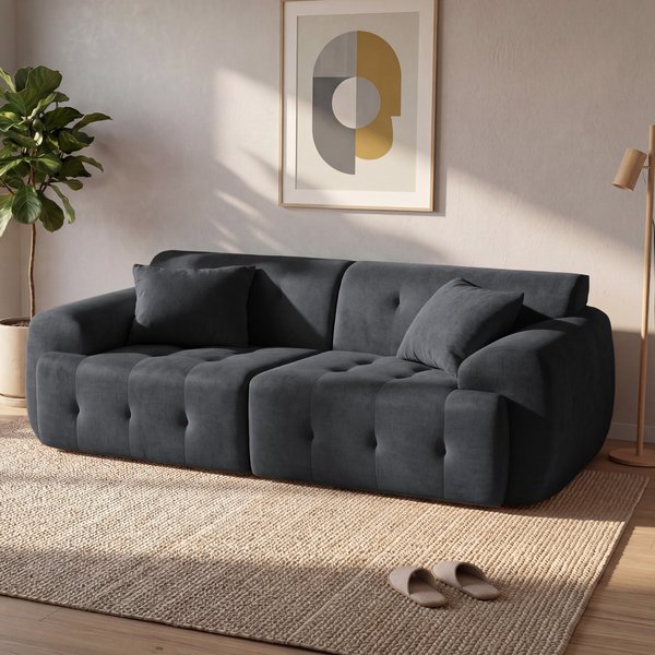 COMHOMA 2-seater sofa, 180x86x40 cm floor sofa, couch with backrest, cushions and armrests, modern fabric sofa for the living room, apartment, office, no assembly required