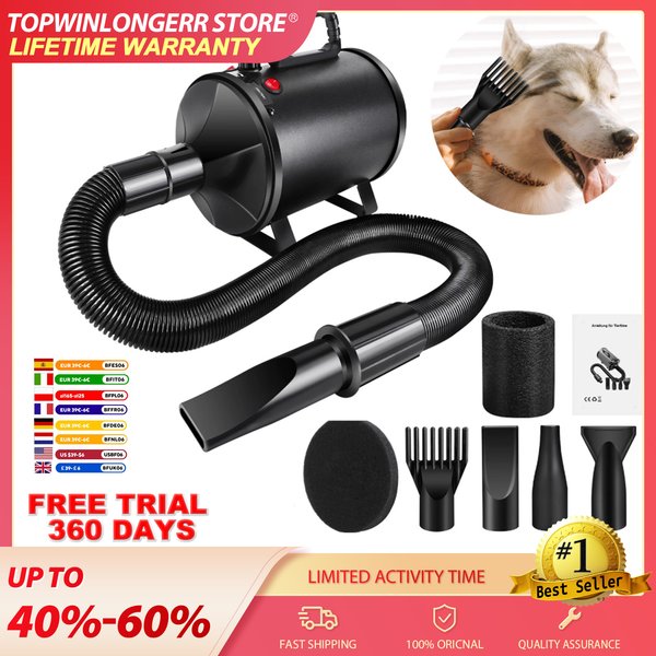 Profi Dog Hair Dryer Blower 3500 W Pet Hair Dryer Blower Dog Hair Dryer Adjustable Speed with 4 Nozzles Hair Dryer for Pets Pet Dryer Pet Dog Care Dryer Dog Dryer Blower for Dogs and Cats