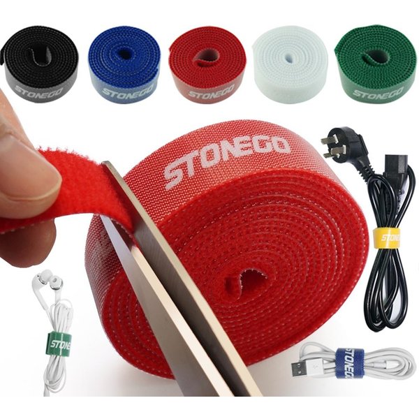 Cable Ties Roll Double-sided Tape Holder Fastening Tape Back To Back By Hook & Loop Nylon Strap for Electronic Cord Organization