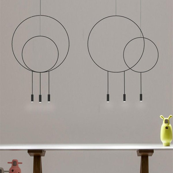 Nordic designer pendant lamp Creative Postmodern Metal rings pendant light Restaurant Lamp Bedroom Bar Garment Shop office light