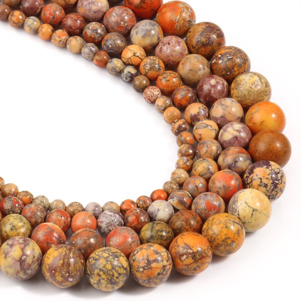 Perles en pierre naturelle Orange Howlite, Turquoises américaines rondes pour la fabrication de bijoux, accessoires de Bracelet à faire soi-même 15 ''4-10mm