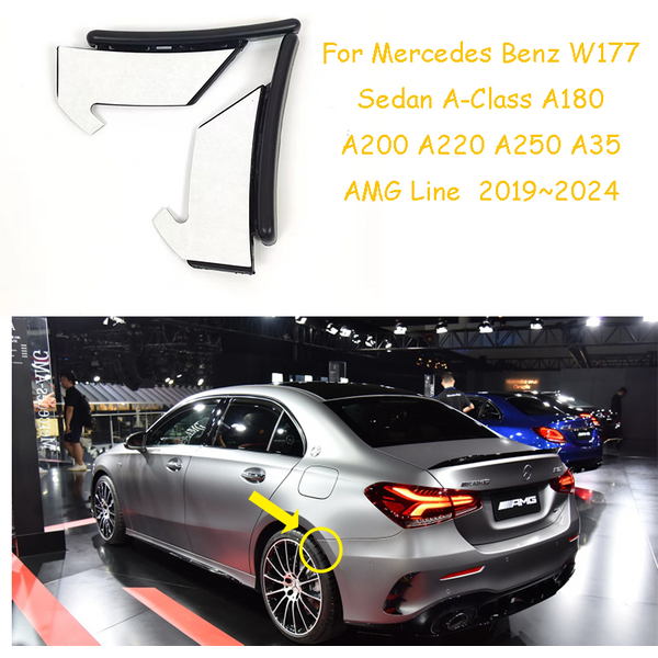 For Benz W177 Sedan A-Class A180 A200 A250 A35 2019+ Car Rear Bumper Cover Trim Fender Flare Extension Wheel Eyebrow Lip