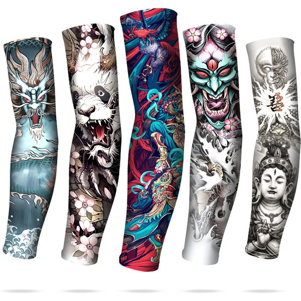 Tattoo Sleeves UV Protection Cycling Men Dragon Outdoor Party Driving Cooling Summer Stretchy Women Breathable Tattoo Arm Sleeve