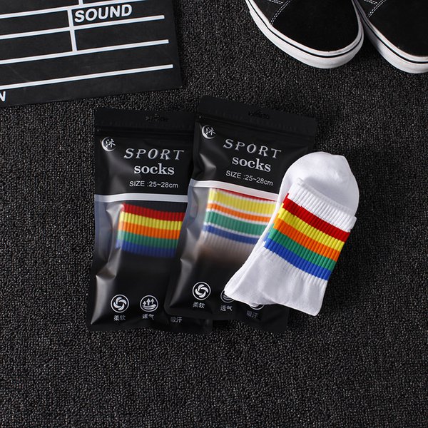 Mode Herren Socken Hip Hop Baumwolle Regenbogen Streifen Klassische Warme Casual Flut Harajuku Lustige Pop Koreanische Socken skarpetki meskie Sox
