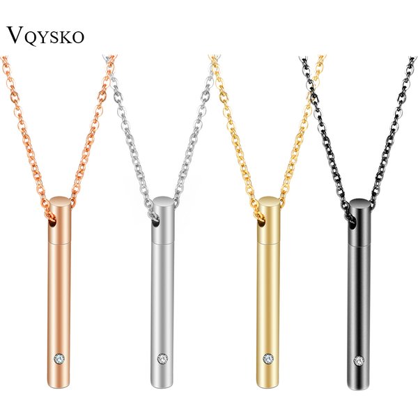 Fashion Urn Memorial Ash Openable Pendant Necklace For Women Cubic Zirconia Stainless Steel Woman Jewelry Necklaces Wholesale