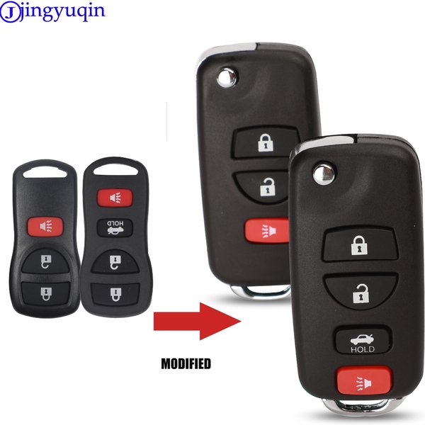 Jingyuqin modifié 3/4 boutons télécommande pliante coque de clé de voiture pour Nissan Infiniti Xterra Frontier Muranon PATHFINDER TITAN