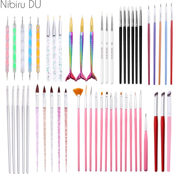 Ensemble de pinceaux à ongles pour Nail Art, stylo de peinture à lignes dégradées, poignée en acrylique, vernis à Gel en cristal, outils de manucure pour Salon