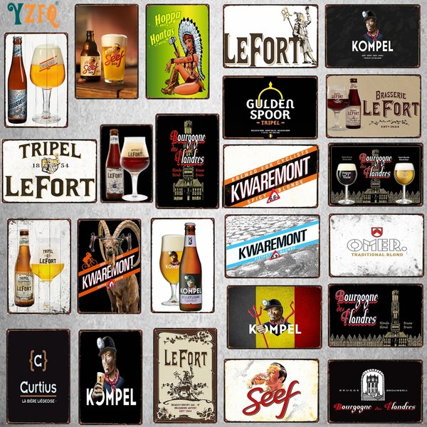 Belgique Bière Omer Kwaremont Tripel Lefort Vintage Plaques Métalliques Pour Mur Bar Home Pub Art Cuisine Café Décor 30X20CM DU-10056B