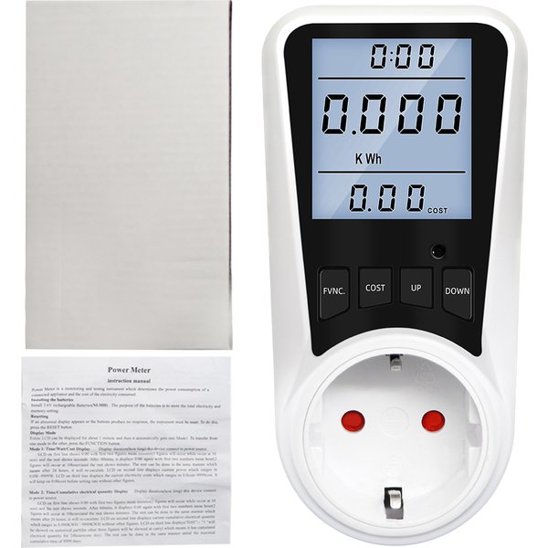 Wattmètre numérique prise d'énergie ca compteur de puissance utilisation d'électricité moniteur prise kilowatt watts compteur de tension avec rétro-éclairage