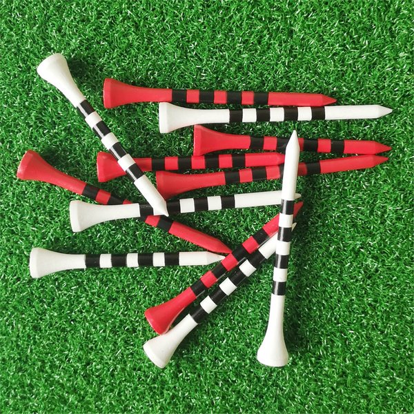 Nouveaux t-shirts de golf 100 pièces/paquet t-shirt en bambou 2.76/3.27in 4 rayures noires couleurs blanc noir 7 fois plus fort que les t-shirts en bois livraison directe