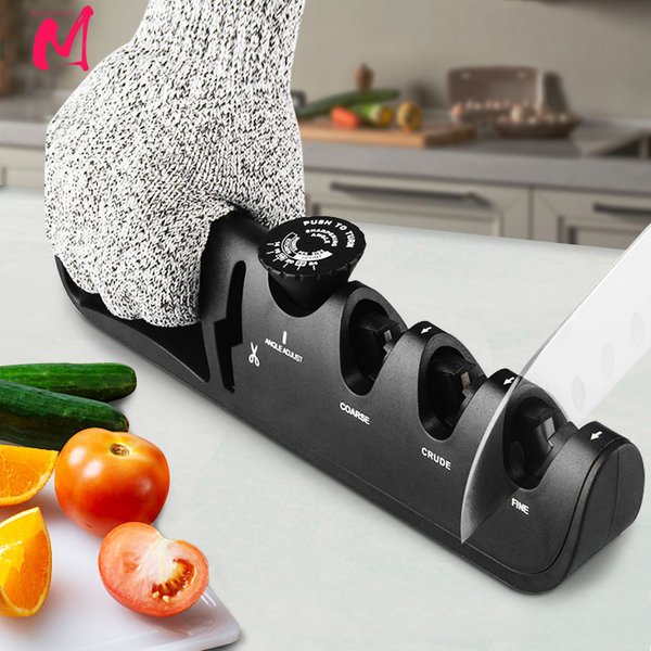 Affûteur de couteaux Angle réglable 4 étapes ciseaux pierre à aiguiser professionnel cuisine meuleuse couteaux pierre à aiguiser outil