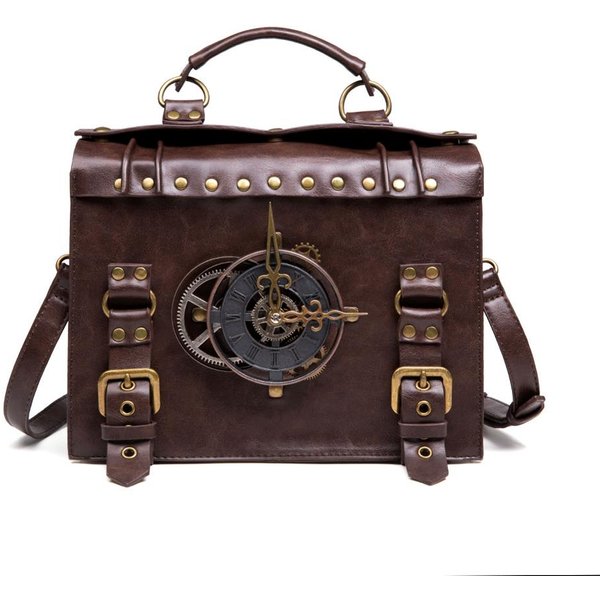 Norbinus Steampunk Single Shoulder Bags Vintage Women Handbags Gothic Messenger Crossbody Bag Ladies Rivet Top-Handle Bags Pack