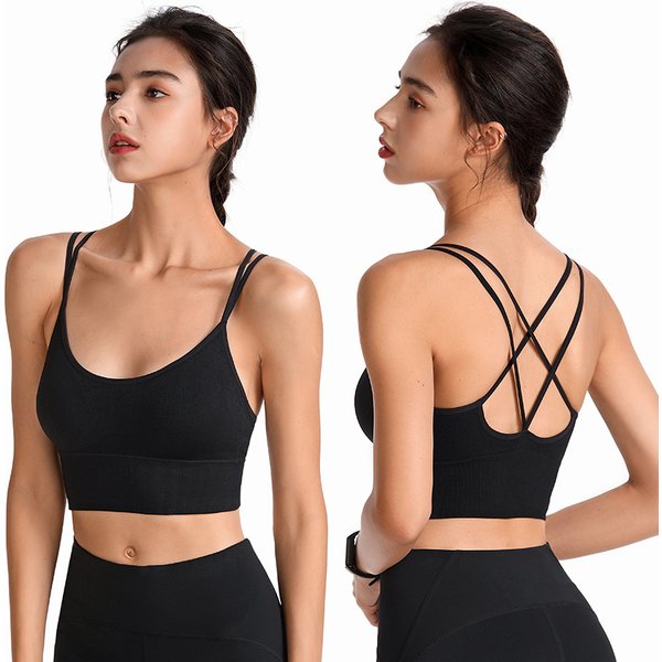 Sports Bra Womens Cross Back Sport Bras Padded Strappy Cross Cropped Bras Yoga Crop Top Workout Fitness Bras Bralette