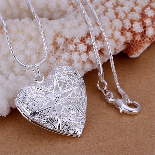 Photo frame free shipping silver color for women necklace jewelry silver jewelry fashion cute Heart pendant snake necklace P185