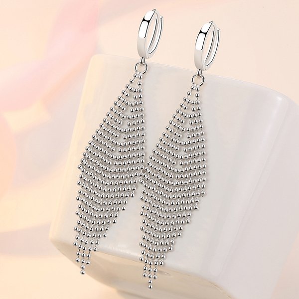 KOFSAC Neue Temperament Geometrische Perlen Raute Lange Quaste Ohr Schmuck 925 Sterling Silber Ohrringe Für Frauen Party Zubehör
