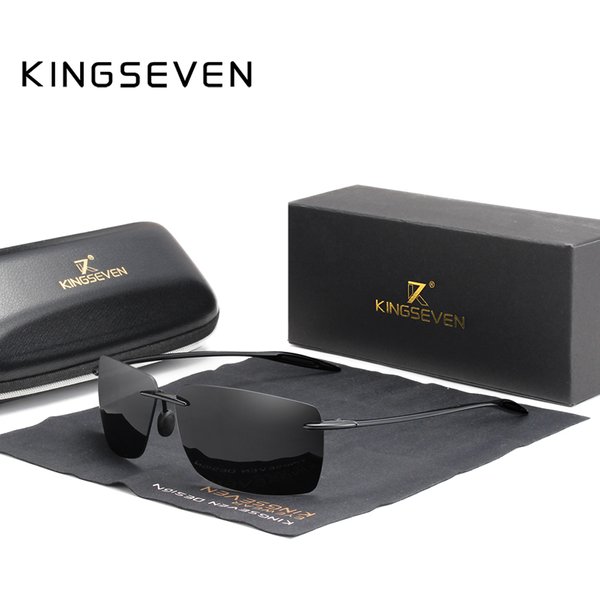 KINGSEVEN TR90 lunettes de soleil sans monture hommes ultralégers haute qualité carré sans cadre lunettes de soleil pour femmes marque concepteur miroir lentille