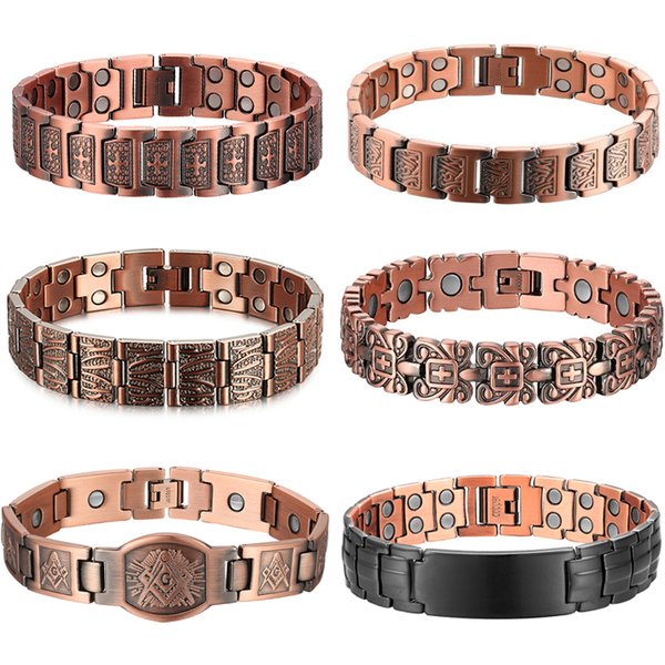 Men Magnetic Health Bracelet Pure Copper Power Energy Bracelet For Men Blood Pressure Magnets Bangles Wholesale