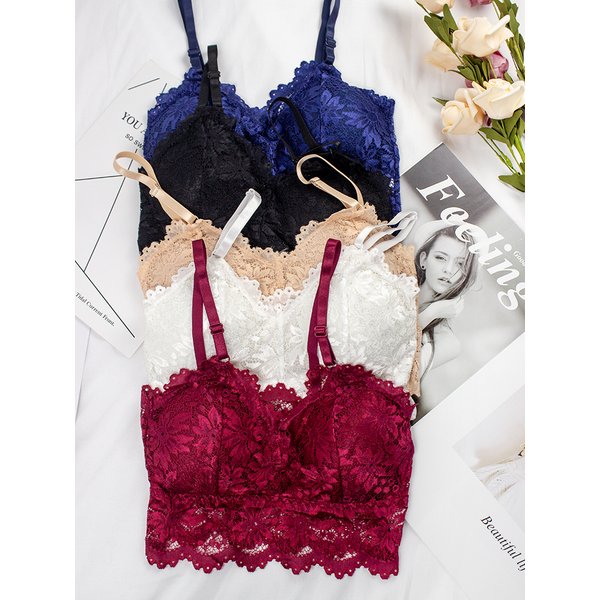 Femmes Bralette Sexy Push Up sous-vêtements dentelle sans couture haut court soutien-gorge dames bustier tubulaire femmes col en v Lingerie femme soutien-gorge de sport