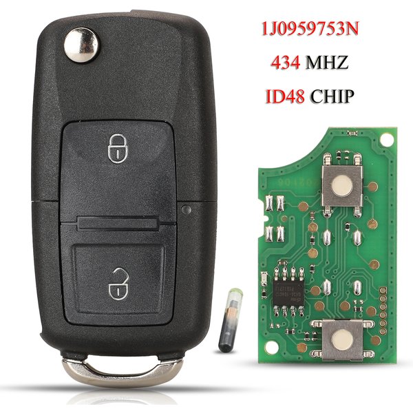 jingyuqin 1J0959753N Remote Smart Car Key For VW Golf Jetta Polo Skoda Octavia Superb Seat Altea Leon 2Buttons 433Mhz ID48 Chip
