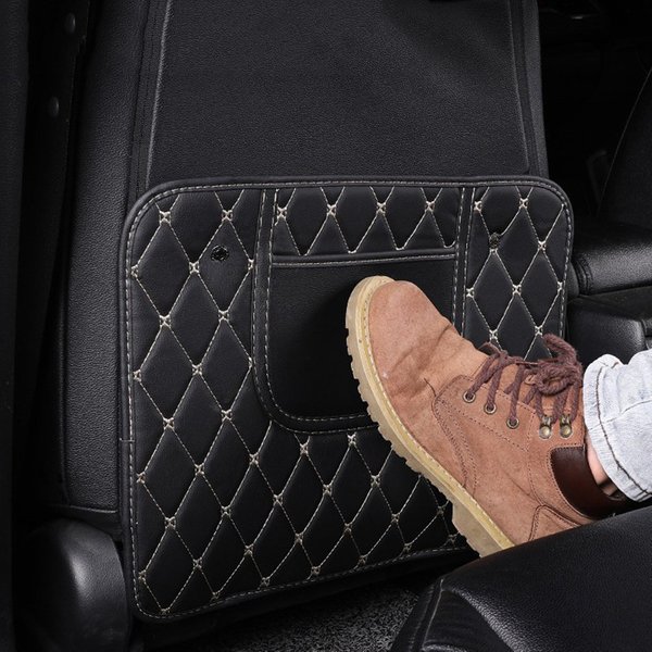 Coussin anti-coup de pied en cuir imperméable pour voiture, housse de protection arrière de siège, coussinets anti-boue automatiques universels avec sac de rangement, D343
