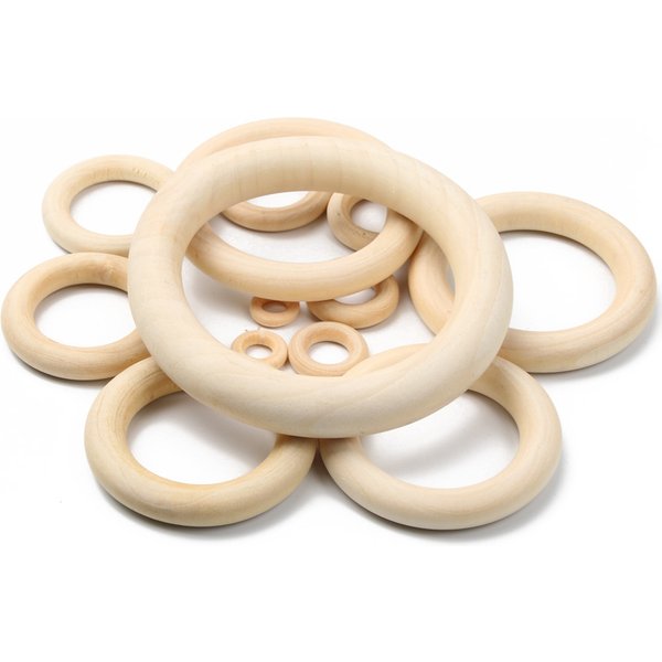 12-100mm 1-30pcs Natural Wooden Teething Round Ring Wood Lead-Free Wood Beads For Jewelry Making DIY Handmade Accessories